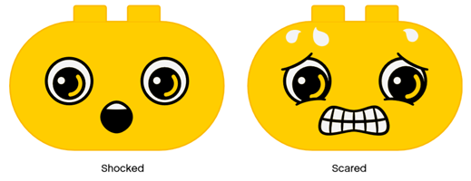 Duplo, Brick 2 x 4 x 2 Rounded Ends with Faces Shocked/Scared Pattern