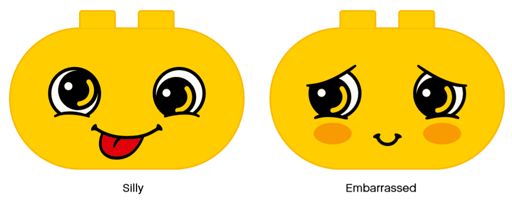Duplo, Brick 2 x 4 x 2 Rounded Ends with Faces Silly/Embarrassed Pattern