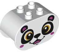 Duplo, Brick 2 x 4 x 2 Rounded Ends with Panda Bear Face Pattern