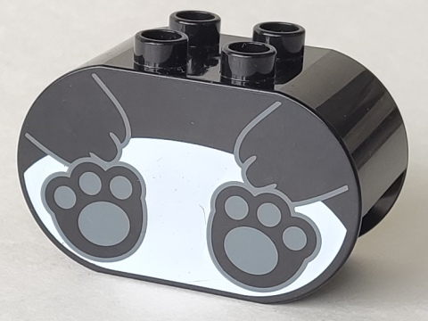 Duplo, Brick 2 x 4 x 2 Rounded Ends with Panda Bear Body Pattern