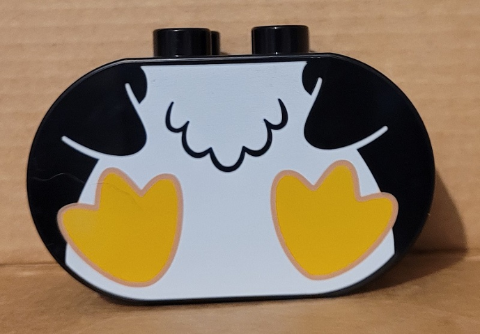 Duplo, Brick 2 x 4 x 2 Rounded Ends with Penguin Flippers and Legs Pattern