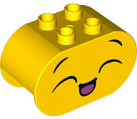 Duplo, Brick 2 x 4 x 2 Rounded Ends with Laughing Face and Angry Face on Reverse Pattern