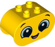Duplo, Brick 2 x 4 x 2 Rounded Ends with Happy Face and Sad Face on Reverse Pattern