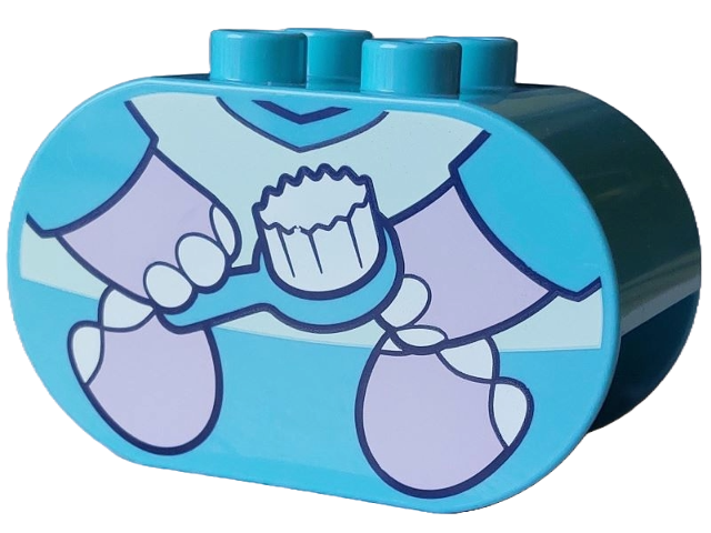 Duplo, Brick 2 x 4 x 2 Rounded Ends with Lavender Paws with White Toes Holding Brush and Light Aqua Top Pattern