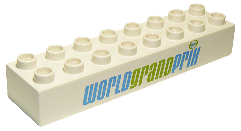 Duplo, Brick 2 x 8 with 'WORLD GRAND PRIX' Pattern