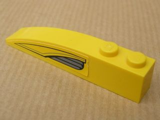 Slope, Curved 6 x 1 with 2 Studs with Yellow and Dark Bluish Gray Pattern Right (Sticker) - Set 7044