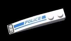 Slope, Curved 6 x 1 with 2 Studs with Police Blue Line and Headlight Pattern Model Left Side