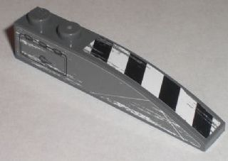 Slope, Curved 6 x 1 with 2 Studs with Black and White Danger Stripes and Hatch Pattern Model Left (Stickers) - Set 8211