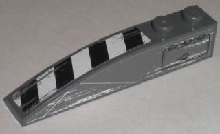 Slope, Curved 6 x 1 with 2 Studs with Black and White Danger Stripes and Hatch Pattern Model Right (Stickers) - Set 8211