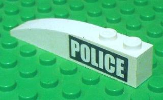 Slope, Curved 6 x 1 with 2 Studs with White 'POLICE' on Black Background Pattern Left (Sticker) - Set 7899