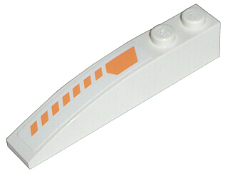 Slope, Curved 6 x 1 with 2 Studs with Orange Stripes Pattern Model Left (Sticker) - Set 7699