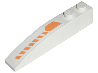 Slope, Curved 6 x 1 with 2 Studs with Orange Stripes Pattern Model Right (Sticker) - Set 7699