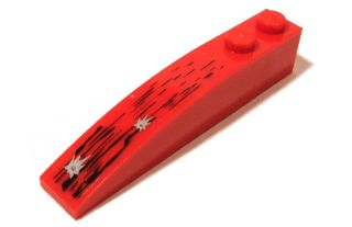 Slope, Curved 6 x 1 with 2 Studs with Black Damage and Bullet Holes Pattern (Sticker) - Set 5973