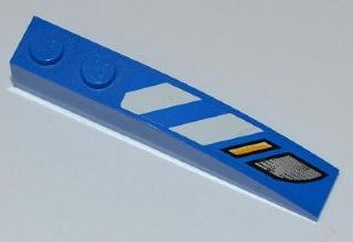 Slope, Curved 6 x 1 with 2 Studs with Blue and White Danger Stripes and Headlights Pattern Model Right (Sticker) - Sets 7970