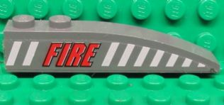 Slope, Curved 6 x 1 with 2 Studs with Red 'FIRE' and White Stripes Pattern Model Left Side (Sticker) - Set 7043