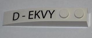Slope, Curved 6 x 1 with 2 Studs with 'D-EKVY' Pattern Model Right Side (Sticker) - Set 7198