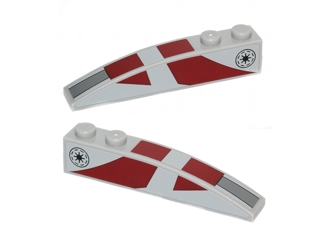 Slope, Curved 6 x 1 with 2 Studs with Dark Red Stripes and SW Republic Pattern on Both Sides (Stickers) - Set 75012
