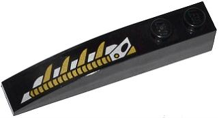 Slope, Curved 6 x 1 with 2 Studs with Gold and Silver Mechanical Pattern Model Left Side (Sticker) - Set 76007