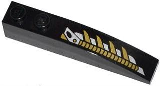 Slope, Curved 6 x 1 with 2 Studs with Gold and Silver Mechanical Pattern Model Right Side (Sticker) - Set 76007