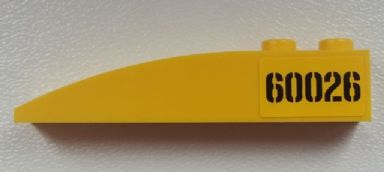 Slope, Curved 6 x 1 with 2 Studs with Black '60026' Pattern on Left Side (Sticker) - Set 60026