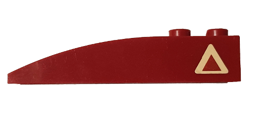 Slope, Curved 6 x 1 with 2 Studs with Dark Red Triangle with Tan Border Pattern Model Right Side (Sticker) - Set 7296
