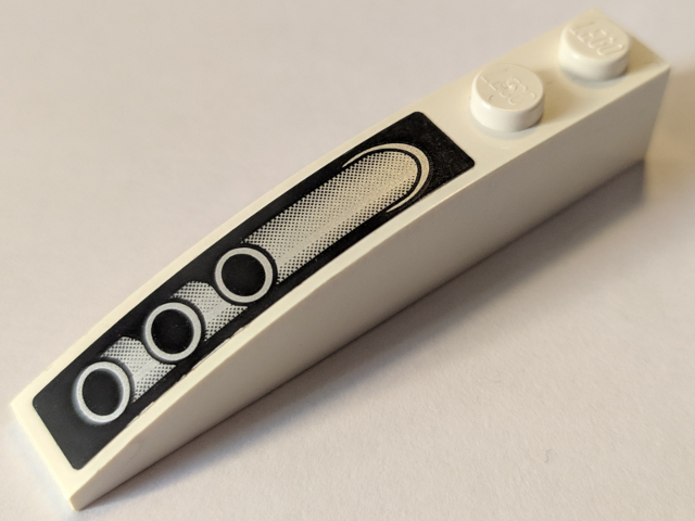 Slope, Curved 6 x 1 with 2 Studs with Silver Exhaust Pipes Pattern (Sticker) - Set 8184