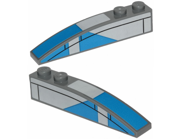 Slope, Curved 6 x 1 with 2 Studs with Blue Markings Pattern on Both Sides (Stickers) - Set 75280