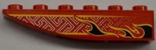 Slope, Curved 6 x 1 Inverted with Black Flames and Geometric Pattern Model Right (Sticker) - Set 8227