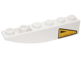 Slope, Curved 6 x 1 Inverted with Yellow Triangle with Black Border and Small Triangle Pattern Model Right Side (Sticker) - Set 10195