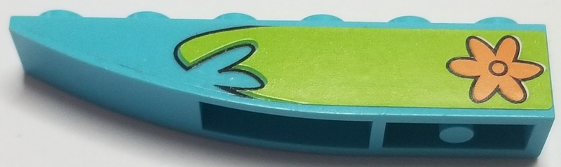 Slope, Curved 6 x 1 Inverted with Orange Flower on Lime Background Pattern, Model Left (Sticker) - Set 75903