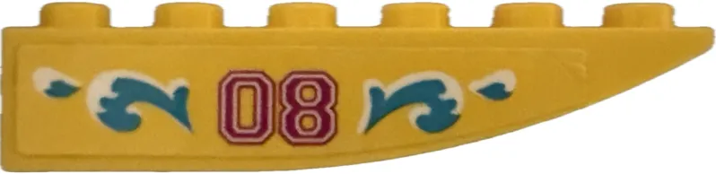 Slope, Curved, Inverted 6 x 1 with Magenta '08' and Medium Azure Waves Pattern Model Right Side (Sticker) - Set 41681