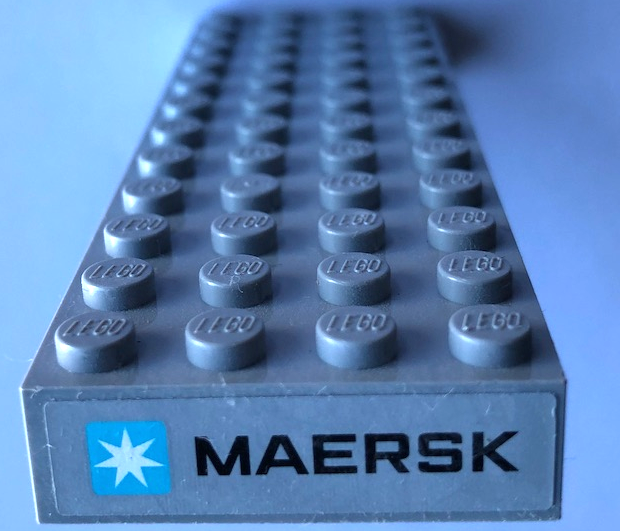Brick 4 x 12 with Maersk Logo on Light Bluish Gray Background Pattern on Both Ends (Stickers) - Set 10241