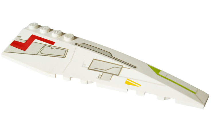 Wedge 12 x 3 Right with Gray Panels & Lime/Medium Orange/Dark Red Markings Pattern