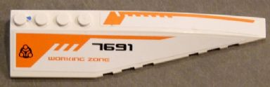 Wedge 12 x 3 Right with Black '7691', Orange 'WORKING ZONE' and Orange Lines Pattern (Stickers) - Set 7691