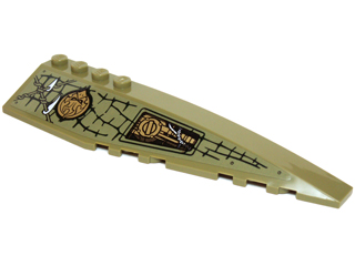 Wedge 12 x 3 Right with Mechanical Panel, Large Teeth, Vines and Gold Chima Pattern (Sticker) - Set 70227