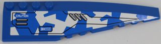 Wedge 12 x 3 Right with Silver Vents and 'CAUTION' on Blue and White Camouflage Pattern (Sticker) - Set 8118
