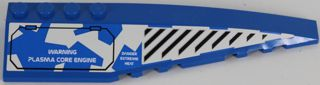 Wedge 12 x 3 Right with Black Vents and Hatch with 'WARNING PLASMA CORE ENGINE' on Blue and White Camouflage Pattern (Sticker) - Set 8118