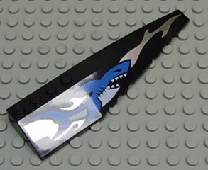 Wedge 12 x 3 Right with Blue Shark and Silver Wave Pattern