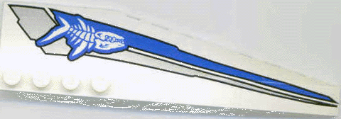 Wedge 12 x 3 Left with Shark Skeleton and Blue/Silver Stripes Pattern