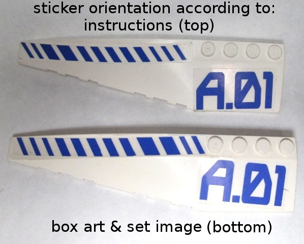 Wedge 12 x 3 Left with Blue Hash Lines and 'A.01' Pattern (Stickers) - Set 7700