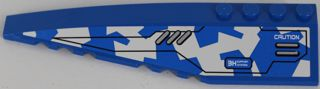 Wedge 12 x 3 Left with Silver Vents and 'CAUTION' on Blue and White Camouflage Pattern (Sticker) - Set 8118