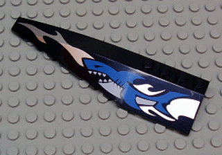 Wedge 12 x 3 Left with Blue Shark and Silver Wave Pattern