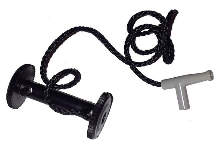 String Reel 2 x 4 x 2 Drum with Black String 35L Fixed with Light Gray Hose Nozzle Simple