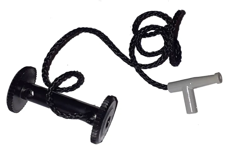 String Reel 2 x 4 x 2 Drum with Black String 35L Fixed with Light Gray Hose Nozzle Simple