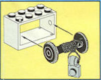 String Reel 2 x 4 x 2 Holder with Black Drum with Black String and Light Gray Plate, Modified 1 x 1 with Light Attachment - Thick Ring (4209 / 4208 / x77 / 4081b)