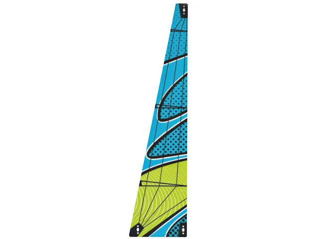 Plastic Part for Set 42105 - Dark Azure and Lime Sail with Black Dots and Lines Pattern