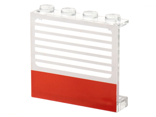 Panel 1 x 4 x 3 - Solid Studs with Thick Red Stripe and Thin White Stripes Pattern