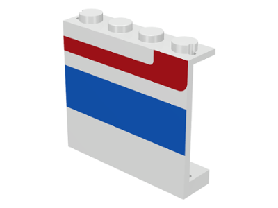 Panel 1 x 4 x 3 - Solid Studs with Red/Blue Stripe Left Pattern