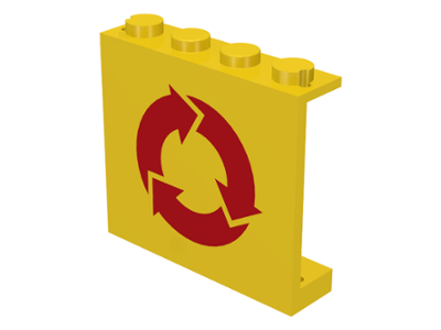 Panel 1 x 4 x 3 - Solid Studs with Recycling Arrows Pattern
