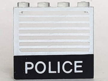Panel 1 x 4 x 3 - Solid Studs with Black 'POLICE' Bar and White Stripes Pattern